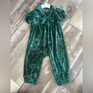 Cat & Jack Teal Velvet Baby Jumpsuit